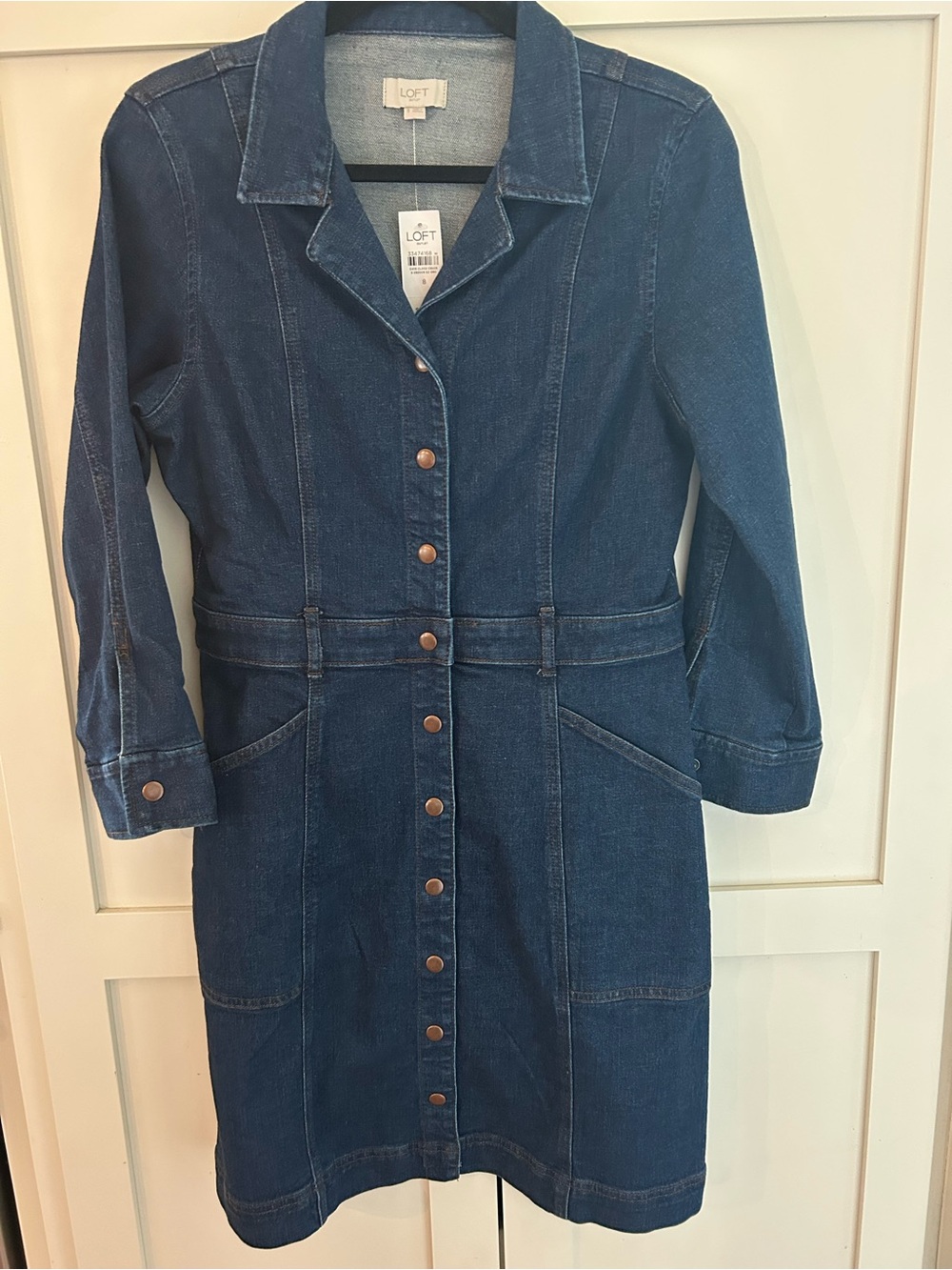 LOFT Blue Denim Button-Front Jacket